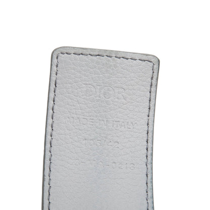 Christian Dior 2023 Gray Calf Leather Oblique Cosmo Buckle Reversible Belt, 105 42