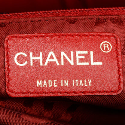 Chanel Red Quilted Patent Leather Chocolate Bar CC Tote