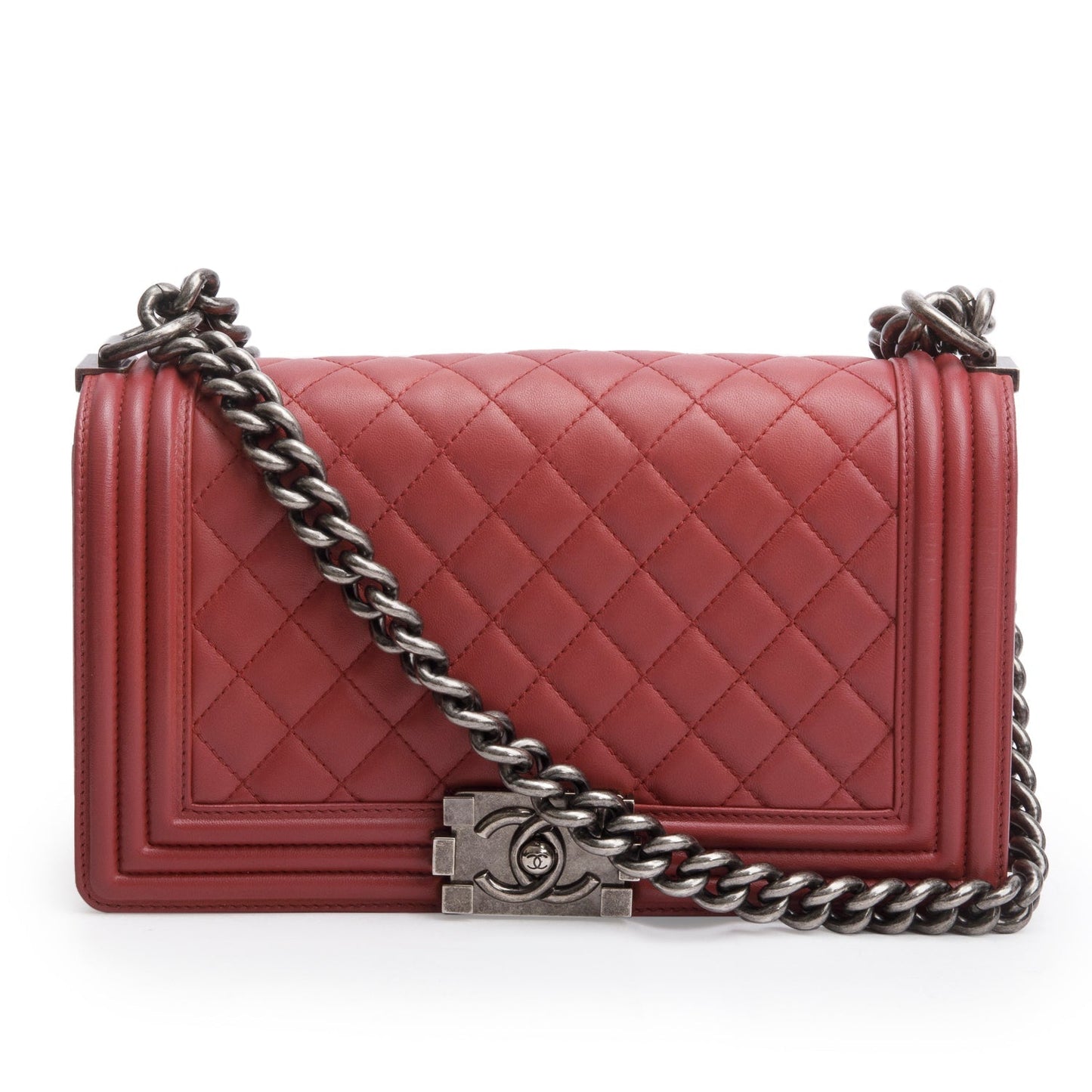 Chanel Pink Quilted Lambskin Leather Medium Boy Bag