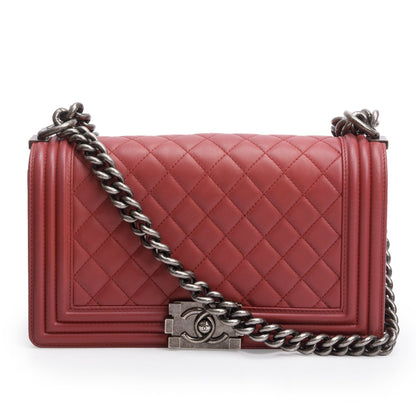 Chanel Pink Quilted Lambskin Leather Medium Boy Bag