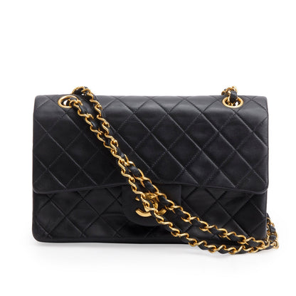 Chanel Vintage Black Lambskin Classic Small Double Flap Bag