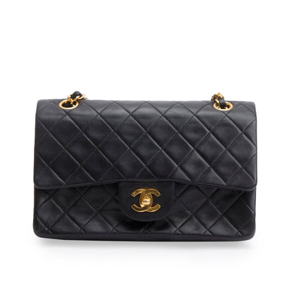 Chanel Vintage Black Lambskin Classic Small Double Flap Bag