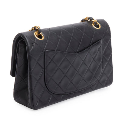 Chanel Vintage Black Lambskin Classic Small Double Flap Bag