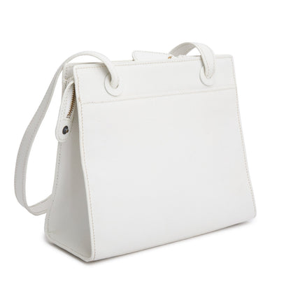 Chanel Vintage White Caviar Leather Logo Shoulder Bag