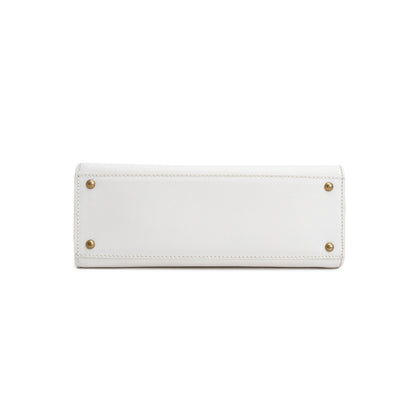 Chanel Vintage White Caviar Leather Logo Shoulder Bag