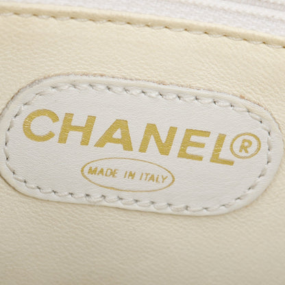 Chanel Vintage White Caviar Leather Logo Shoulder Bag