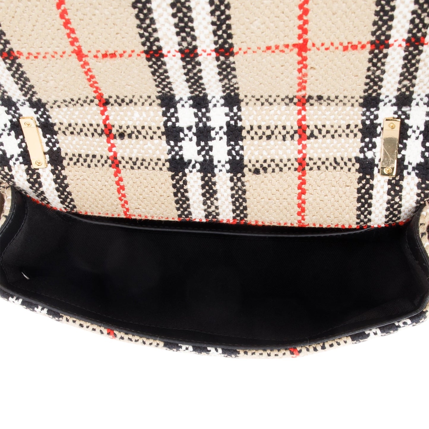 Burberry Beige Check Tweed Small Lola TB Shoulder Bag