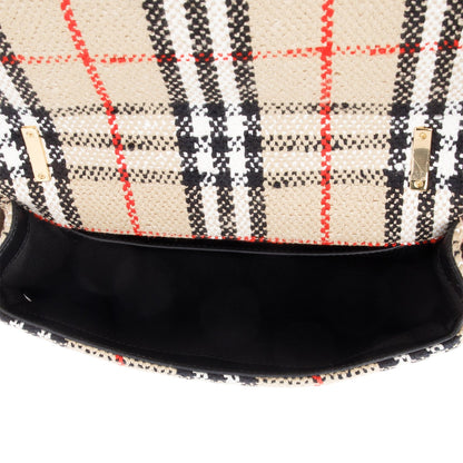 Burberry Beige Check Tweed Small Lola TB Shoulder Bag