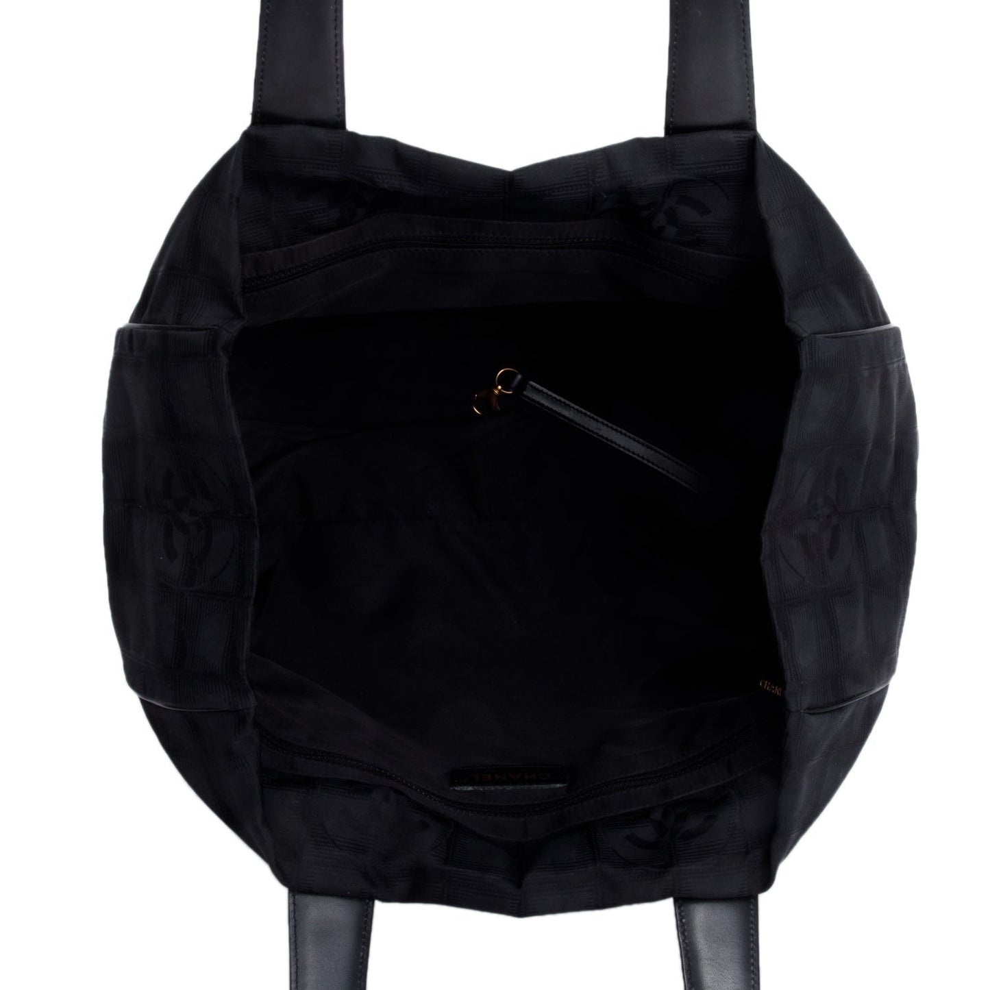 Chanel Black Canvas Travel Ligne Tote