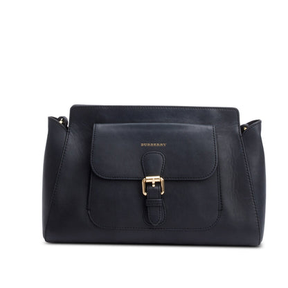 Burberry Black Leather Front Pocket Crossbody Bag