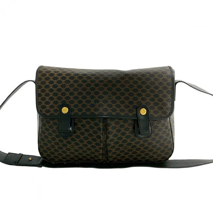 CELINE Shoulder Bag Leather, PVC black Macadam Blason Triomphe Pattern Women