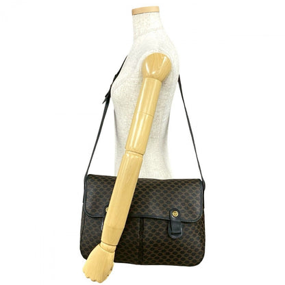 CELINE Shoulder Bag Leather, PVC black Macadam Blason Triomphe Pattern Women