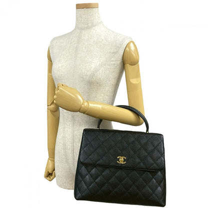 CHANEL Handbag Matt caviar skin black COCO Mark Matrasse Women