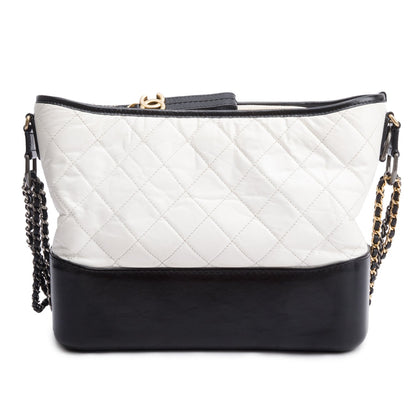 Chanel Black & White Aged Calfskin Leather Medium Gabrielle Hobo