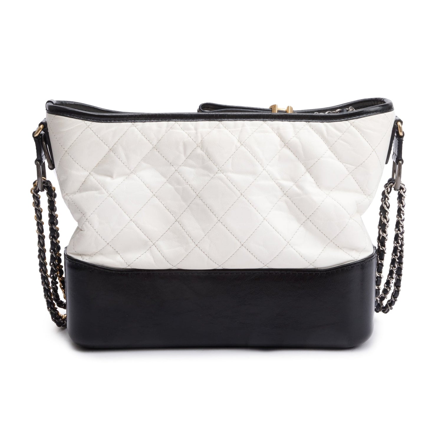 Chanel Black & White Aged Calfskin Leather Medium Gabrielle Hobo