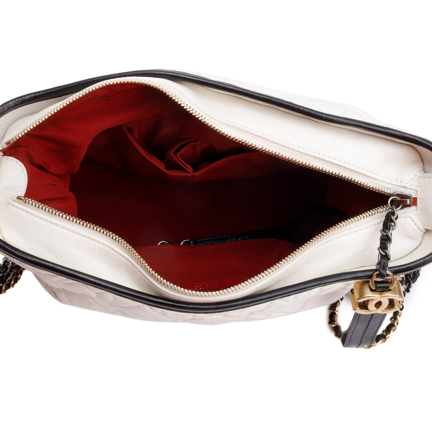 Chanel Black & White Aged Calfskin Leather Medium Gabrielle Hobo