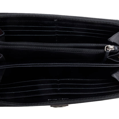 Chanel Black Caviar Leather Boy Long Zip Around Wallet
