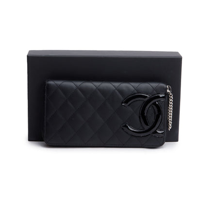 Chanel Black Calfskin Leather Cambon Yen Wallet