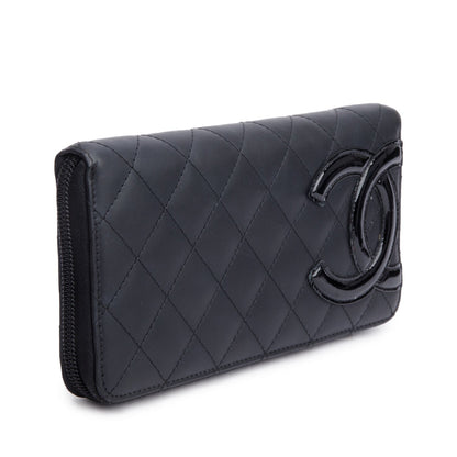 Chanel Black Calfskin Leather Cambon Yen Wallet