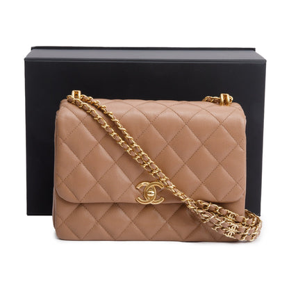 Chanel Brown Caviar Leather Small Coco First Flap Bag