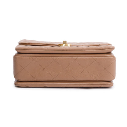 Chanel Brown Caviar Leather Small Coco First Flap Bag