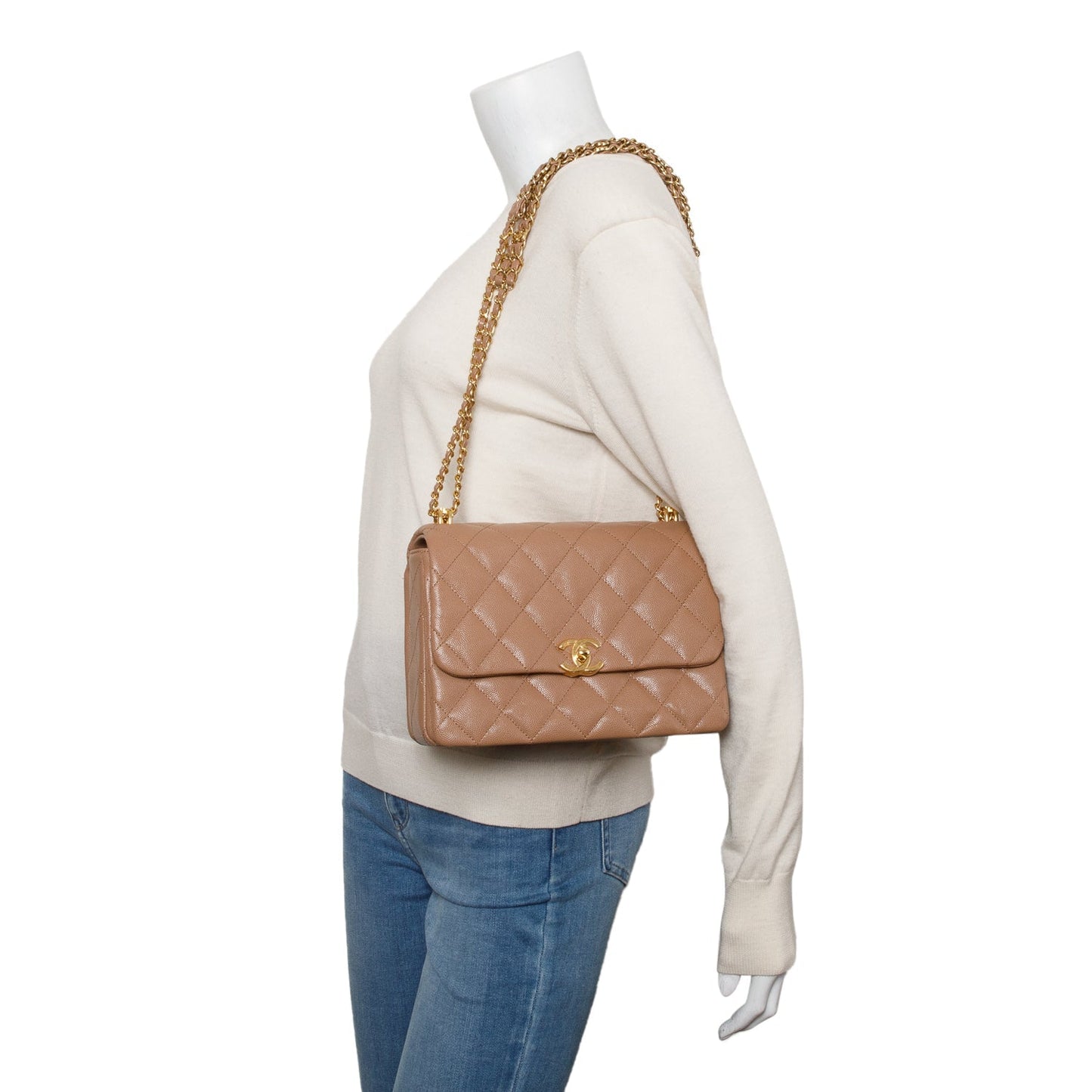 Chanel Brown Caviar Leather Small Coco First Flap Bag