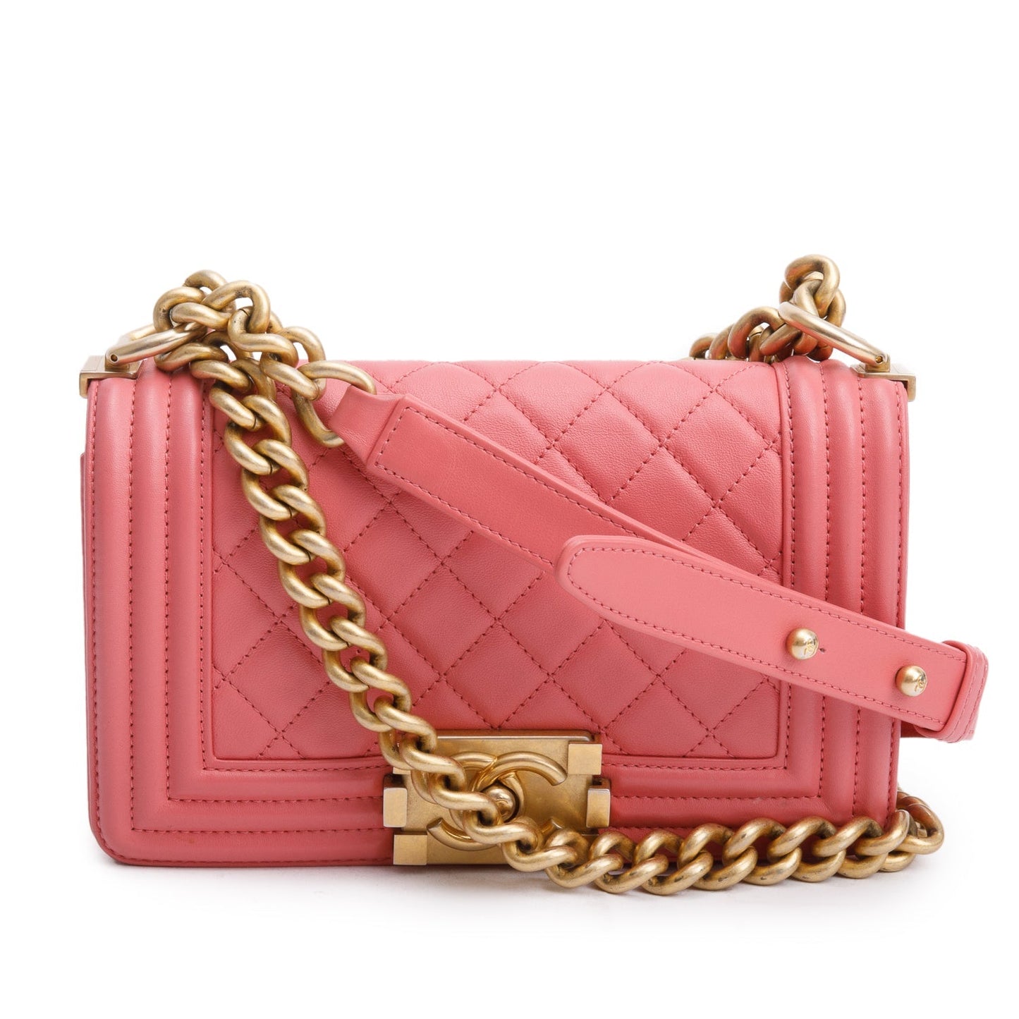 Chanel Pink Lambskin Leather Small Boy Bag