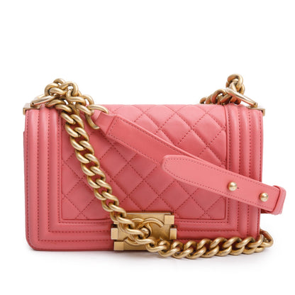 Chanel Pink Lambskin Leather Small Boy Bag