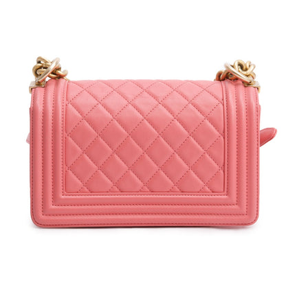 Chanel Pink Lambskin Leather Small Boy Bag