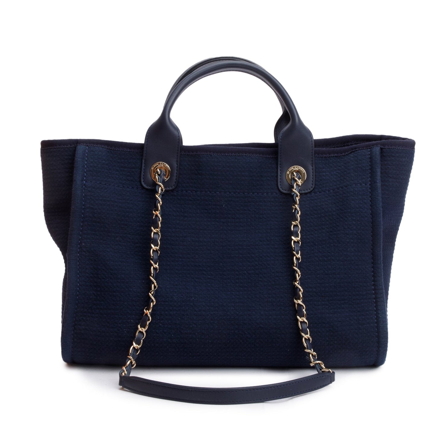 Chanel Navy Mixed Fibers Small Deauville Tote