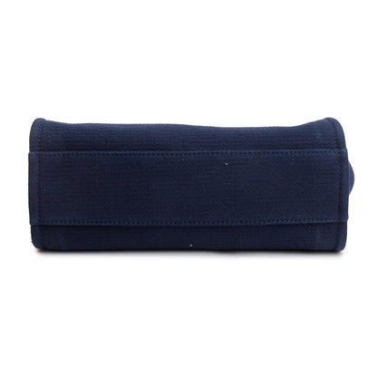 Chanel Navy Mixed Fibers Small Deauville Tote