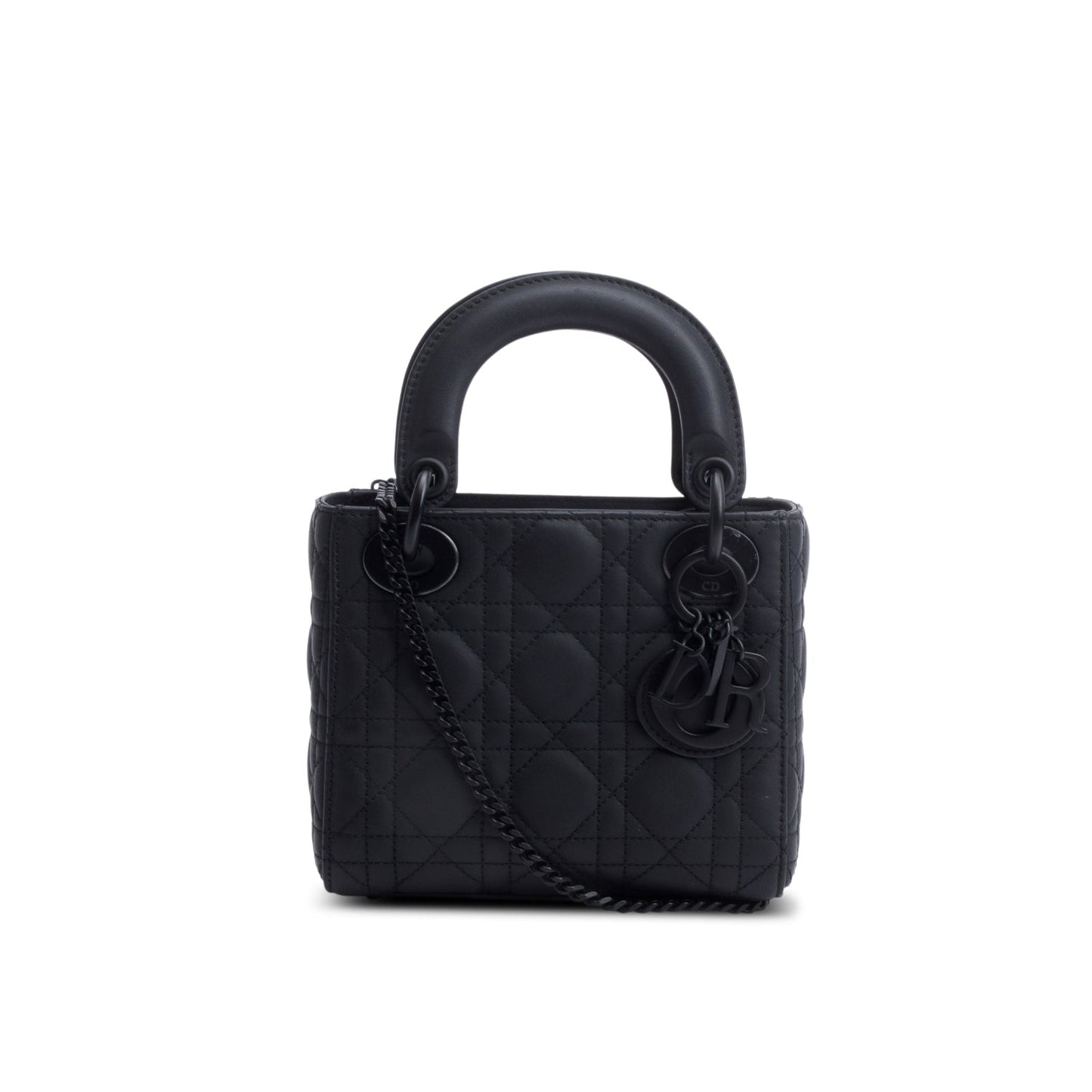 Christian Dior 2020 Black Ultramatte Cannage Leather Mini Lady Dior Bag