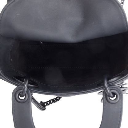 Christian Dior 2020 Black Ultramatte Cannage Leather Mini Lady Dior Bag
