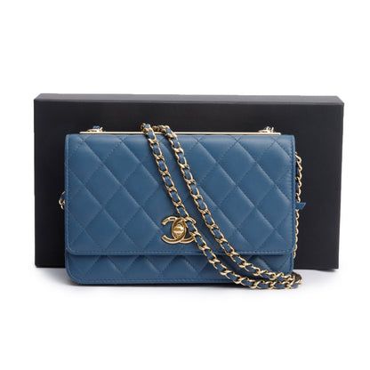 Chanel Blue Lambskin Leather Trendy CC Wallet on Chain
