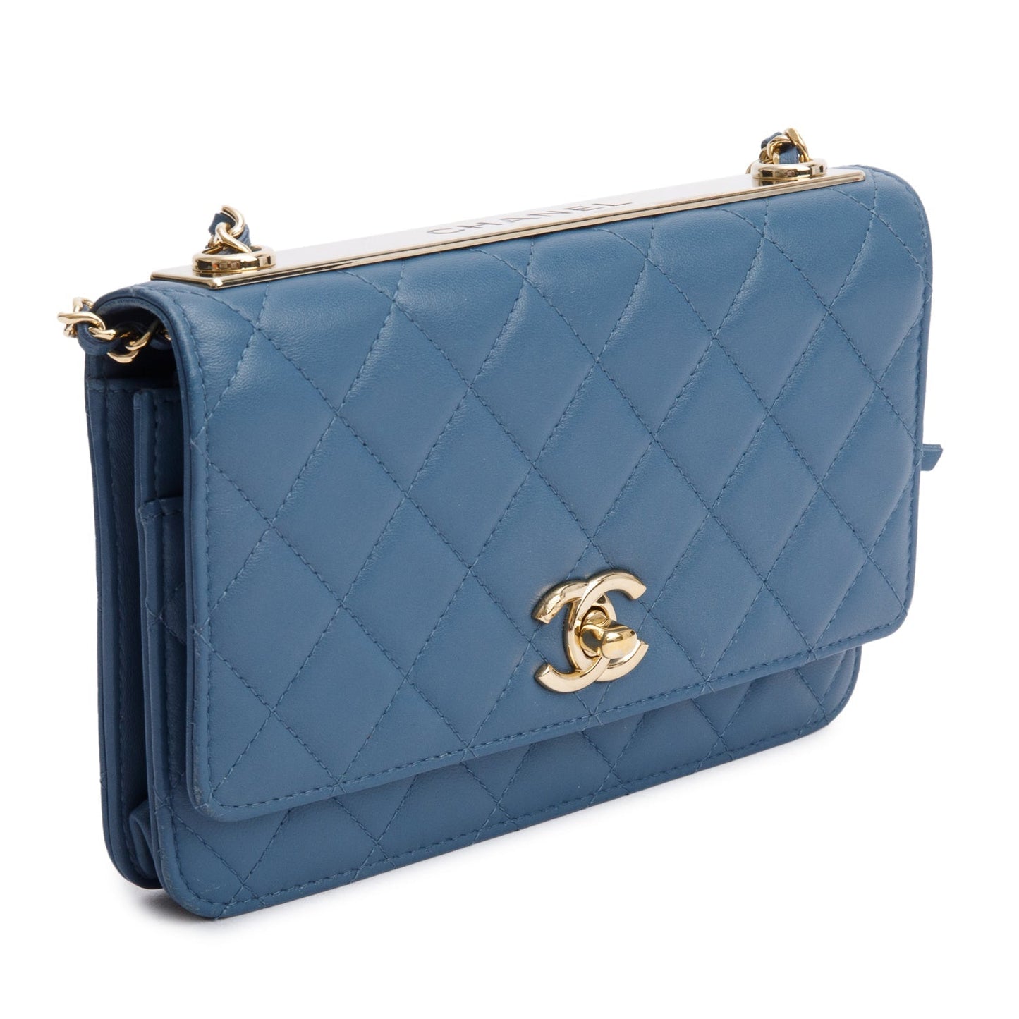 Chanel Blue Lambskin Leather Trendy CC Wallet on Chain
