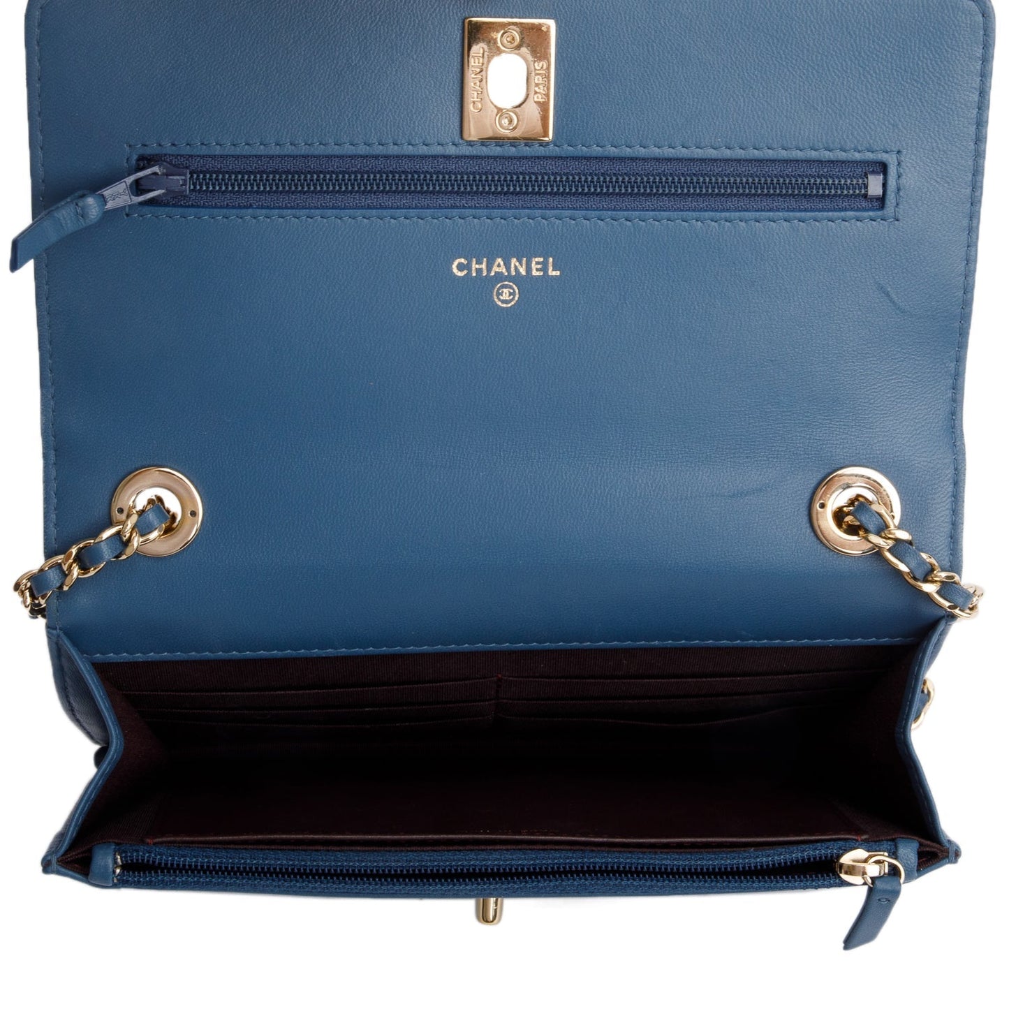 Chanel Blue Lambskin Leather Trendy CC Wallet on Chain