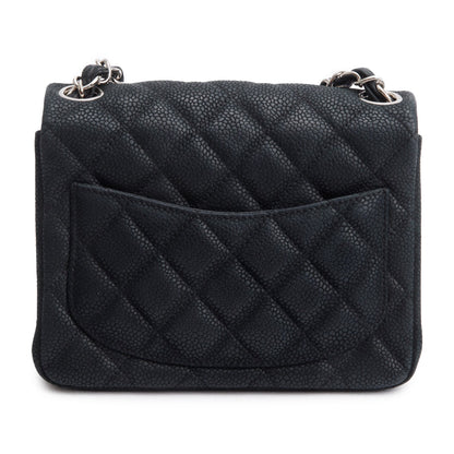 Chanel Black Quilted Matte Caviar Leather Classic Square Mini Flap Bag