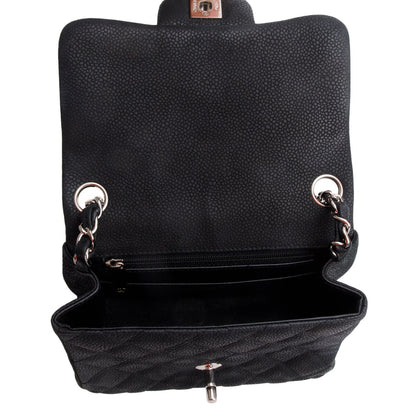 Chanel Black Quilted Matte Caviar Leather Classic Square Mini Flap Bag