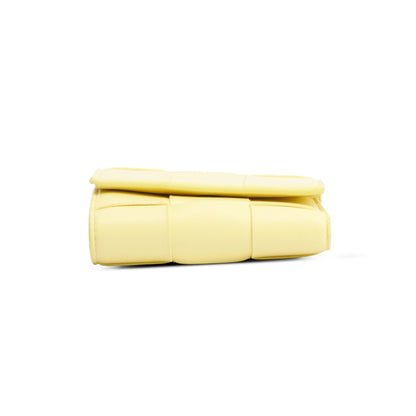 Bottega Veneta Yellow Intreccio Nappa Leather Cassette Tri-Fold Zip Wallet