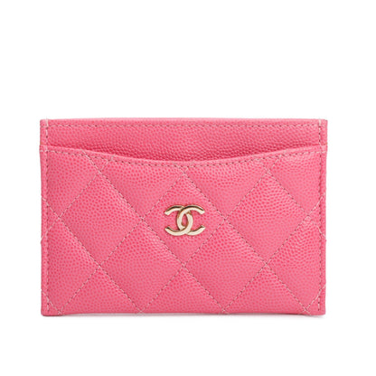 Chanel Pink Caviar Leather Classic Card Holder