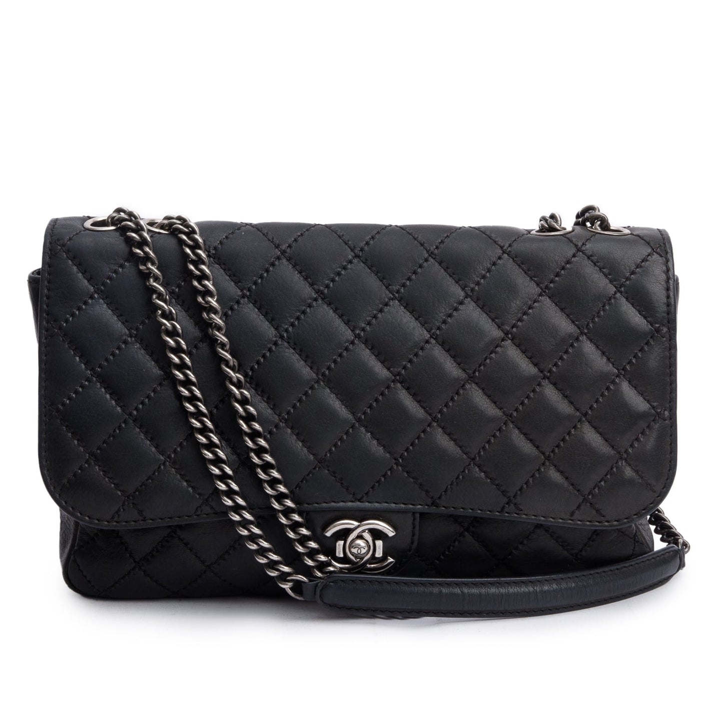 Chanel Black Ultimate Stitch Soft Calfskin Leather Flap Bag