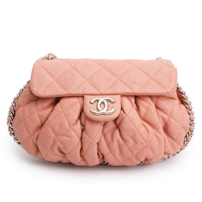 Chanel Pink Quilted Calfskin Leather Medium Chain Around Flap Bag