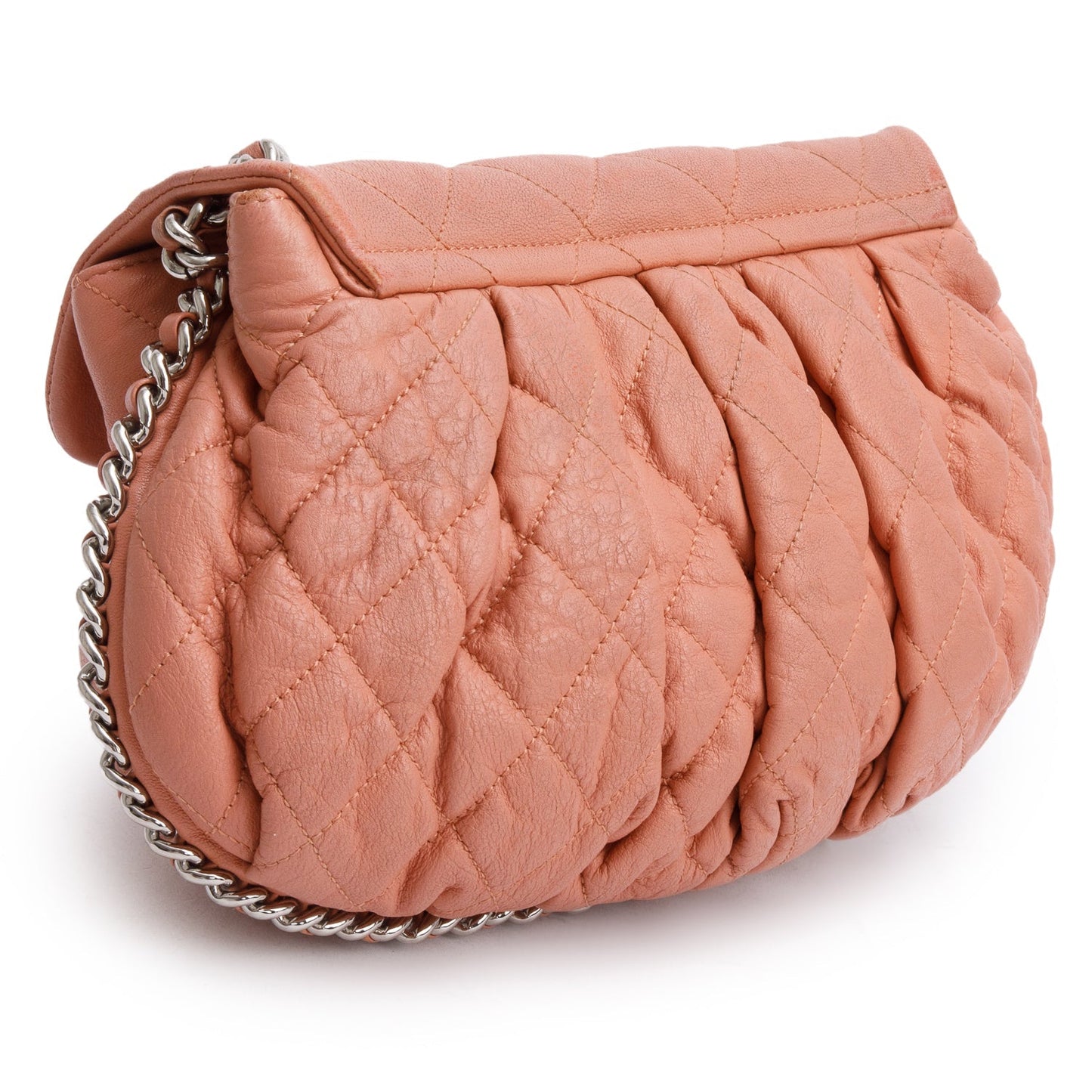 Chanel Pink Quilted Calfskin Leather Medium Chain Around Flap Bag