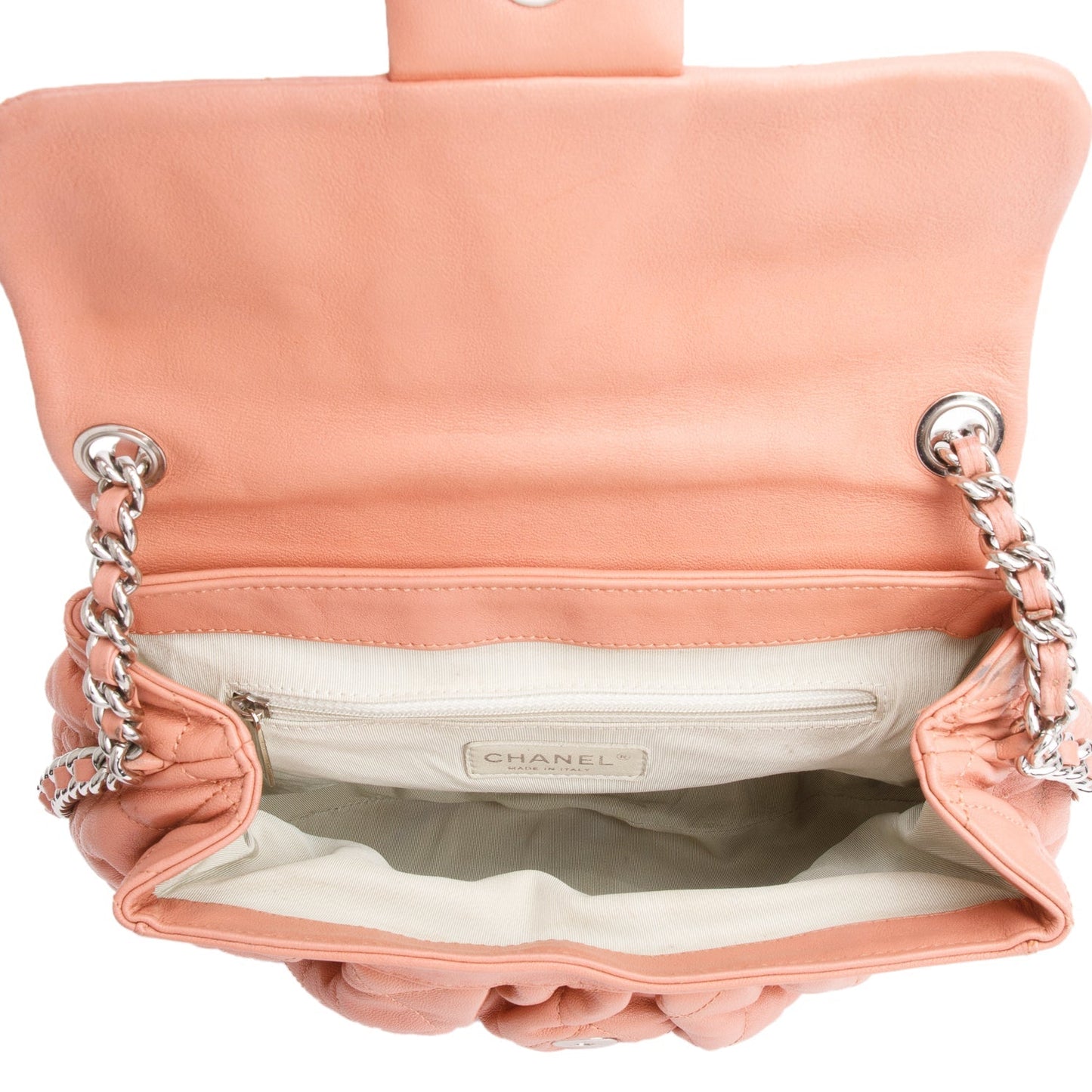 Chanel Pink Quilted Calfskin Leather Medium Chain Around Flap Bag