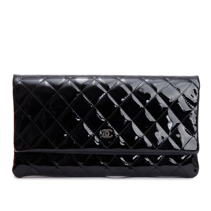 Chanel Black Quilted Patent Leather Beauty CC Clutch