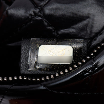 Chanel Black Quilted Patent Leather Beauty CC Clutch