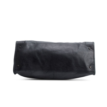 Balenciaga Dark Green Agneu Leather Motocross Classic Work Bag
