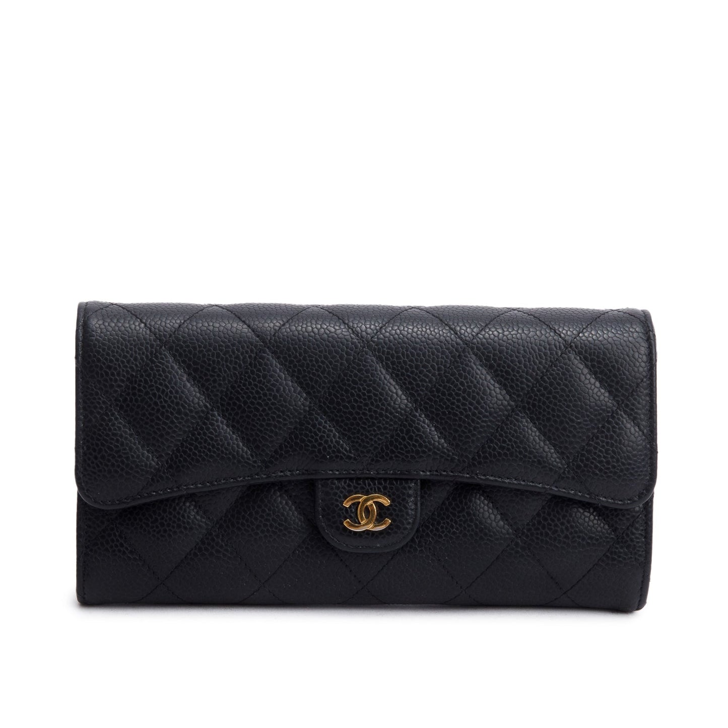 Chanel Black Caviar Leather Classic Long Flap Wallet