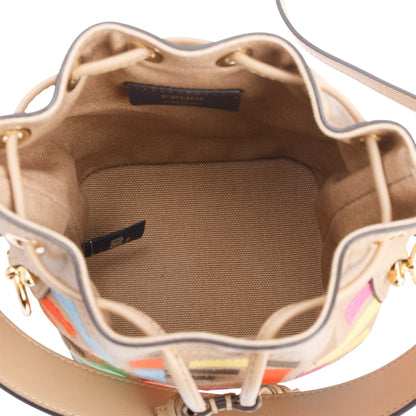 Fendi Beige/Multicolor FF Embroidered Canvas F is Fendi Mini Mon Tresor Bucket Bag