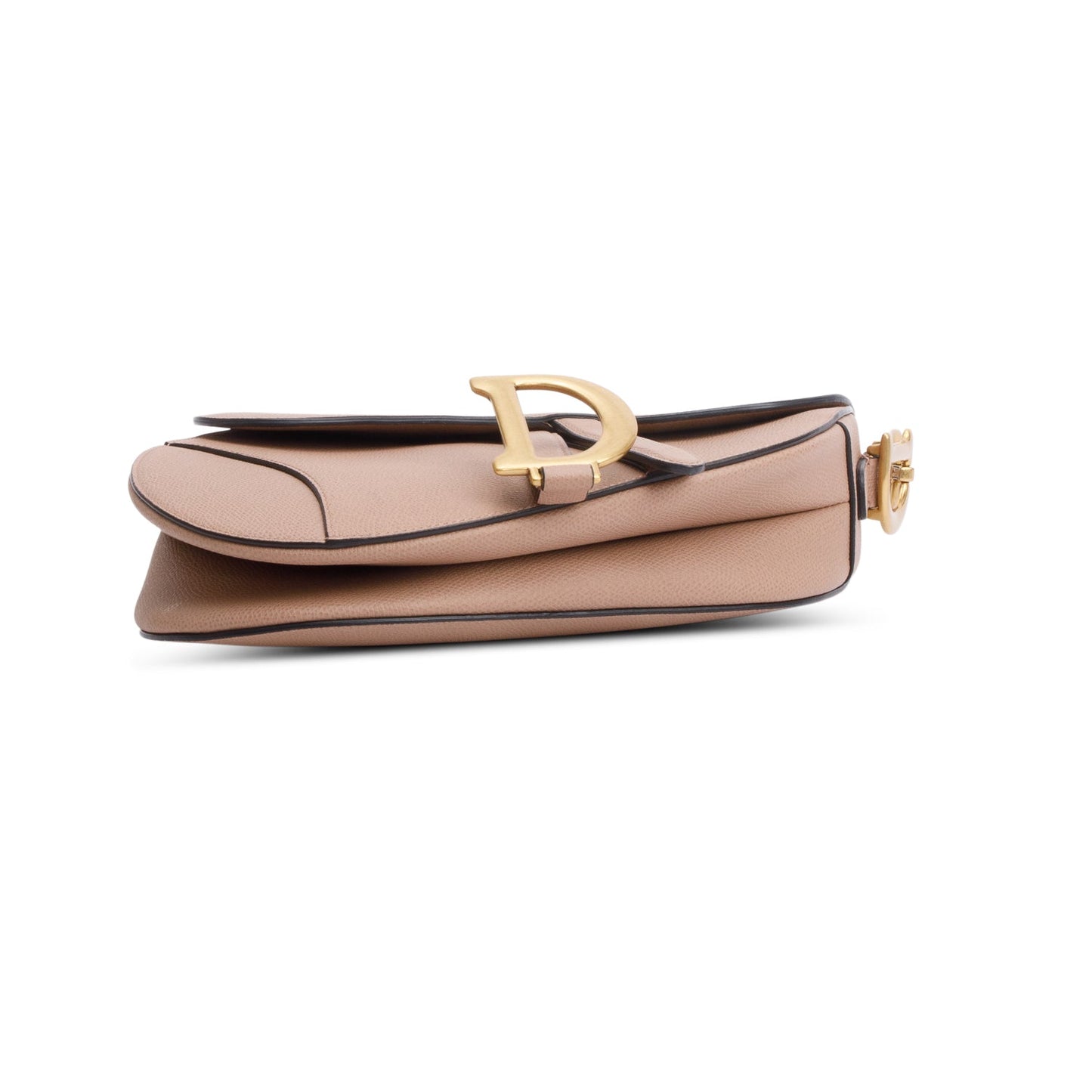 Christian Dior 2020 Beige Grained Calfskin Leather Medium Saddle Bag